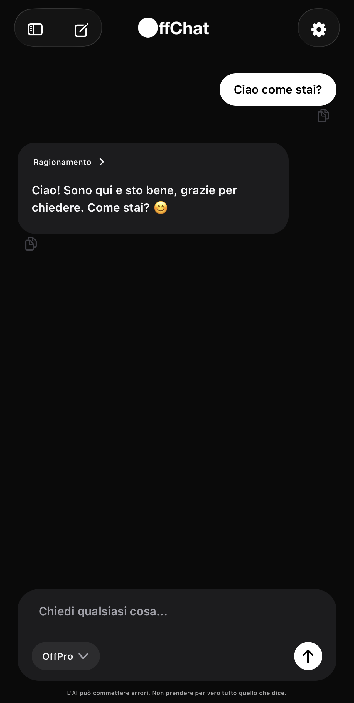 offChat App Interface
